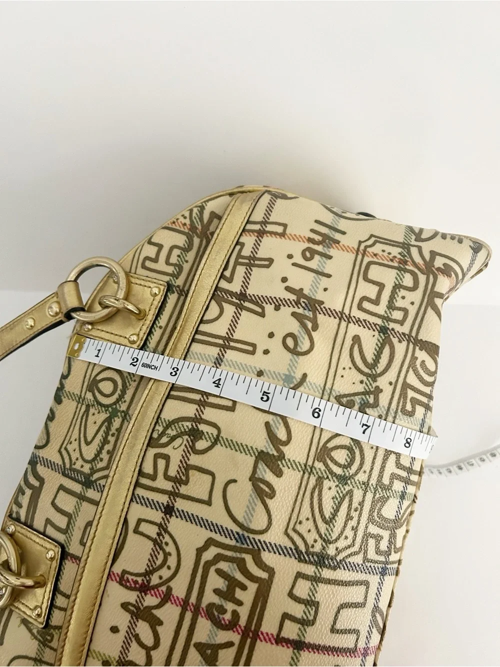 Vintage Coach Poppy Chelsea Graffiti Gold Tattersall Dome Satchel Purse